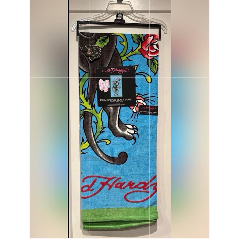 Ed Hardy Beach Towel-Blue Panther